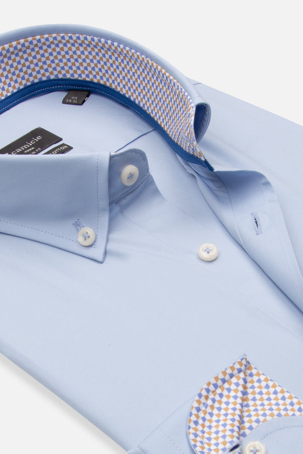 Leonardo Sport Poplin Stretch Man Shirt Light Blue