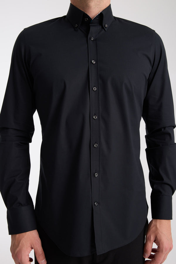 Chemise Homme Leonardo Sport Popelin Stretch Noir