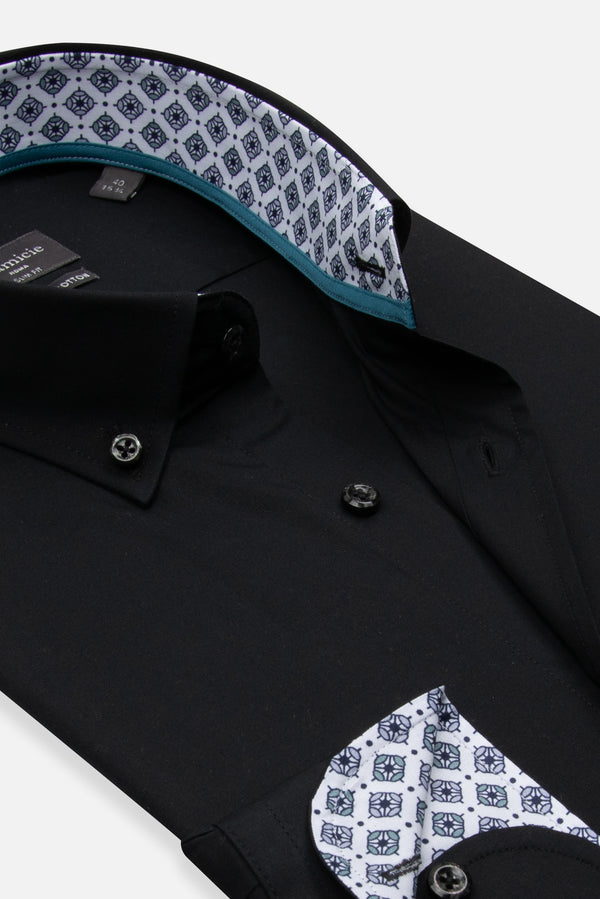 Chemise Homme Leonardo Sport Popelin Stretch Noir