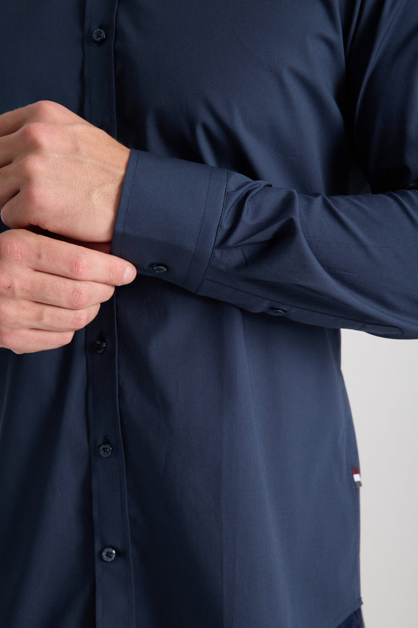 Leonardo Sport Herren Hemd Poplin Stretch Blau