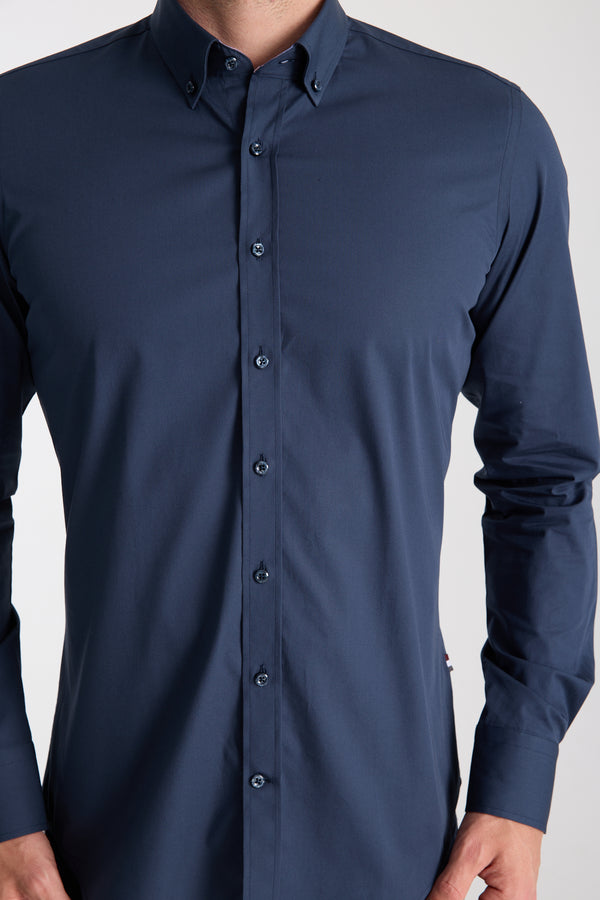 Leonardo Sport Herren Hemd Poplin Stretch Blau