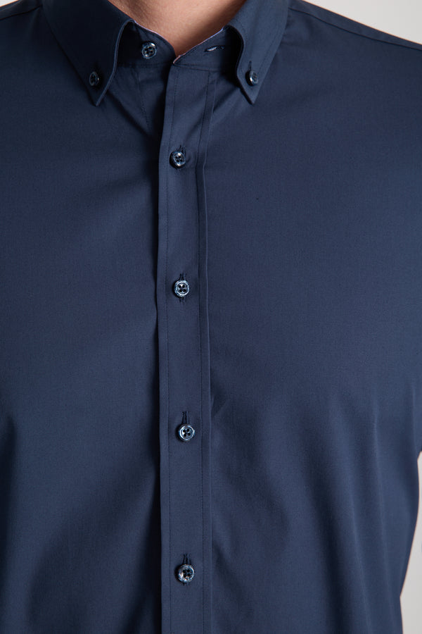 Leonardo Sport Herren Hemd Poplin Stretch Blau
