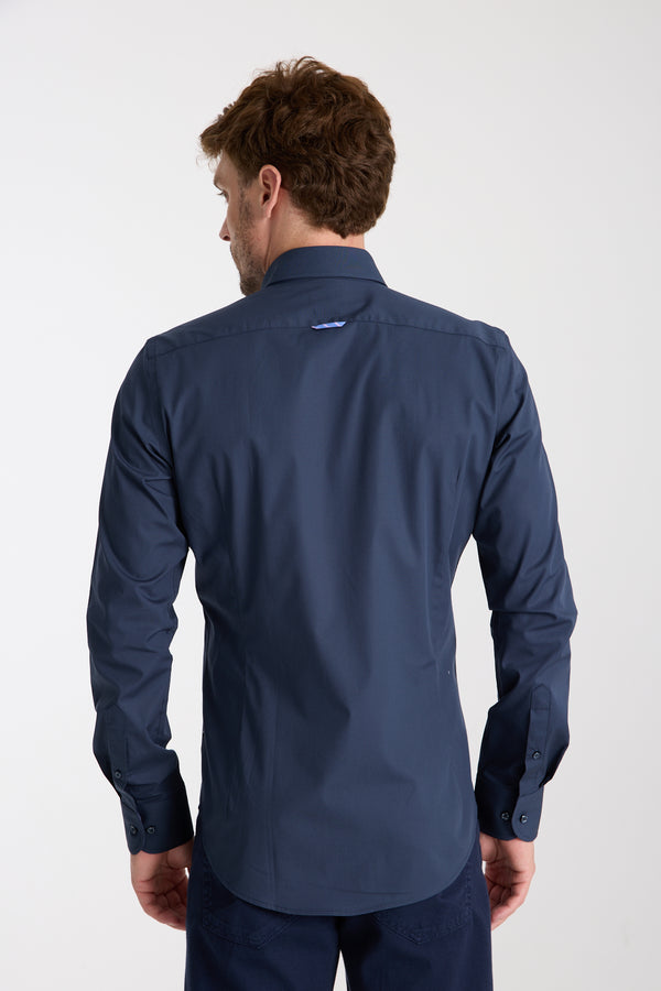 Leonardo Sport Herren Hemd Poplin Stretch Blau