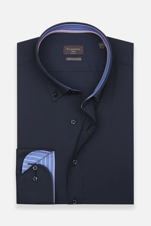 Leonardo Sport Herren Hemd Poplin Stretch Blau