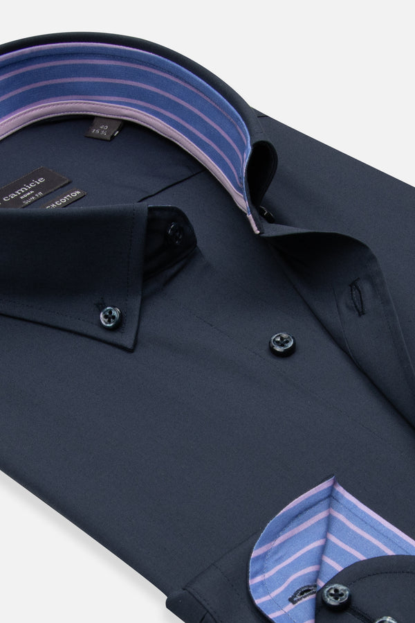 Leonardo Sport Herren Hemd Poplin Stretch Blau