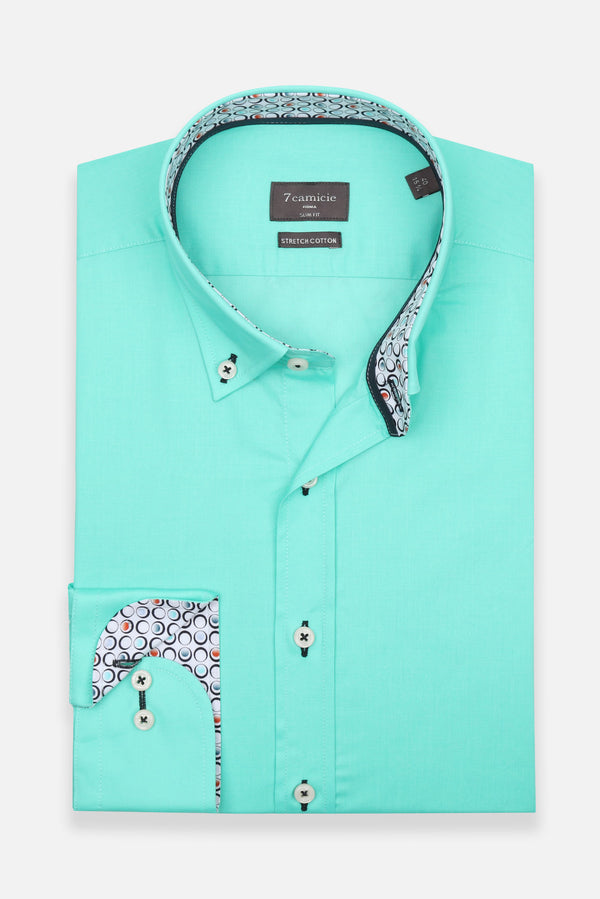 Chemise Homme Leonardo Sport Popelin Stretch Vert