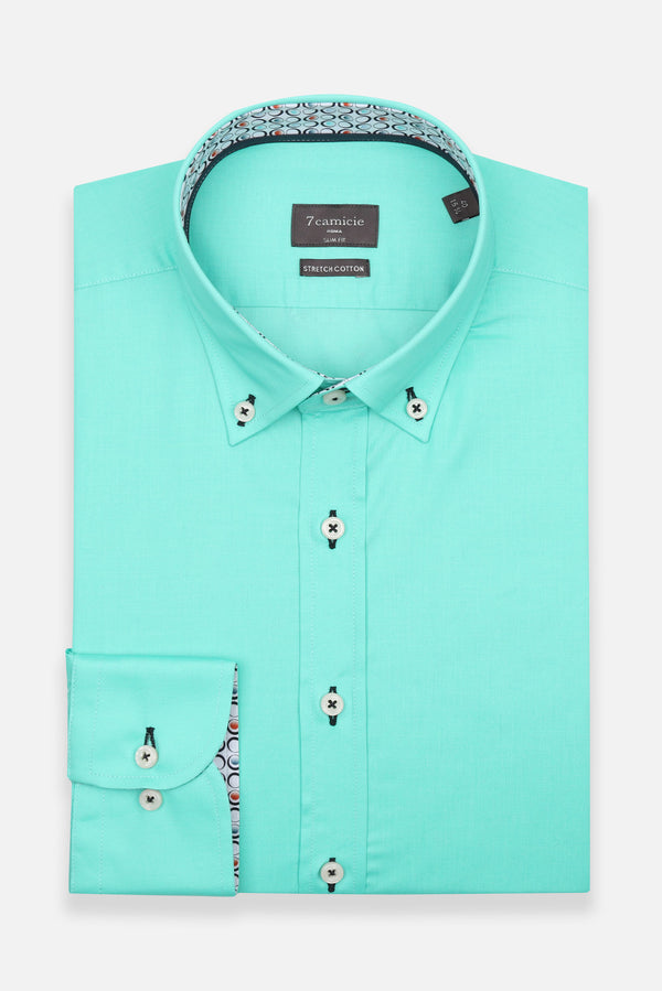 Chemise Homme Leonardo Sport Popelin Stretch Vert