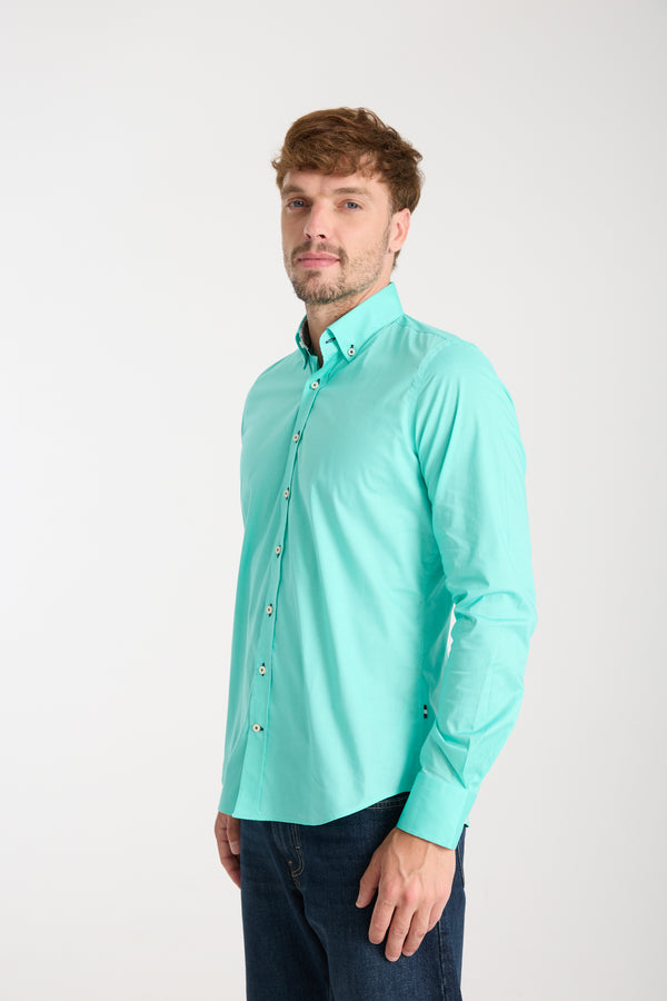 Chemise Homme Leonardo Sport Popelin Stretch Vert