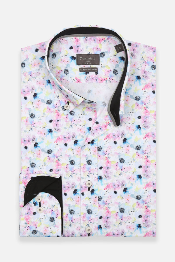 Leonardo Sport Poplin Stretch Man Shirt White Pink