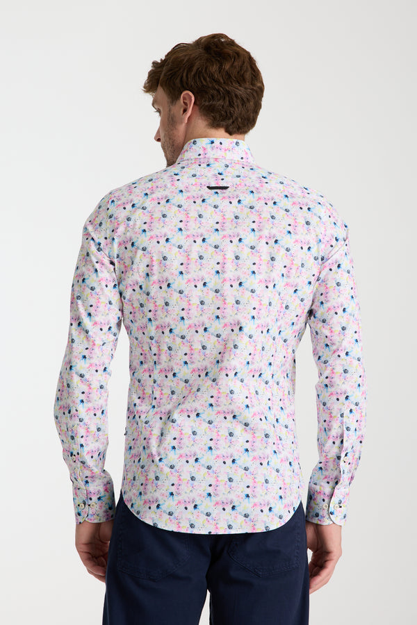Leonardo Sport Poplin Stretch Man Shirt White Pink