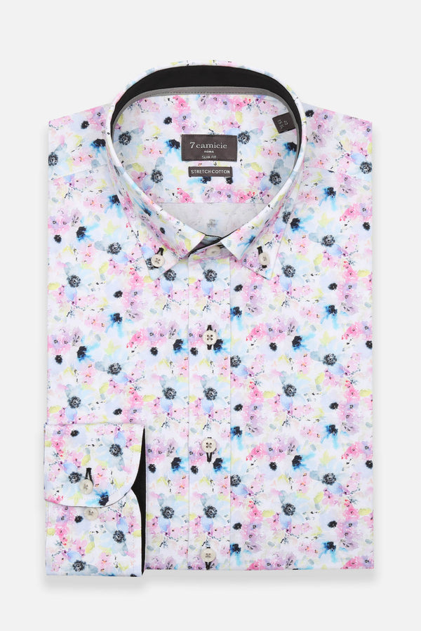 Leonardo Sport Poplin Stretch Man Shirt White Pink
