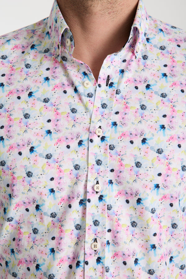 Leonardo Sport Poplin Stretch Man Shirt White Pink