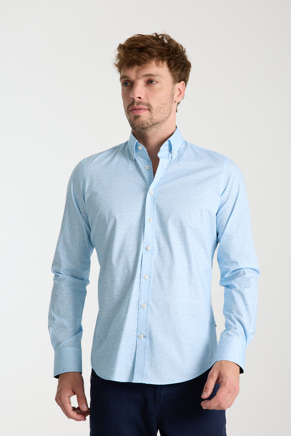 Leonardo Sport Poplin Stretch Man Shirt Light Blue White