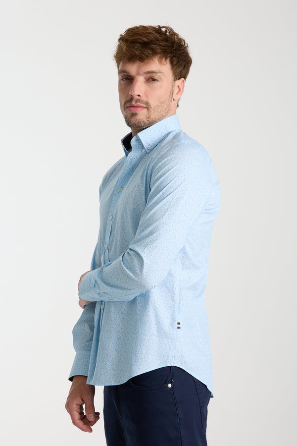 Leonardo Sport Poplin Stretch Man Shirt Light Blue White