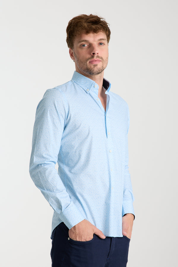 Leonardo Sport Poplin Stretch Man Shirt Light Blue White