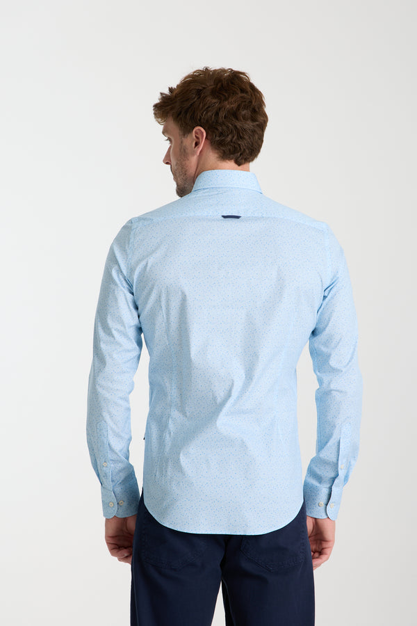 Leonardo Sport Poplin Stretch Man Shirt Light Blue White