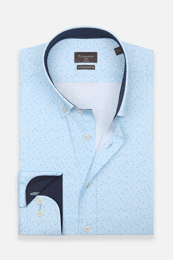 Leonardo Sport Poplin Stretch Man Shirt Light Blue White