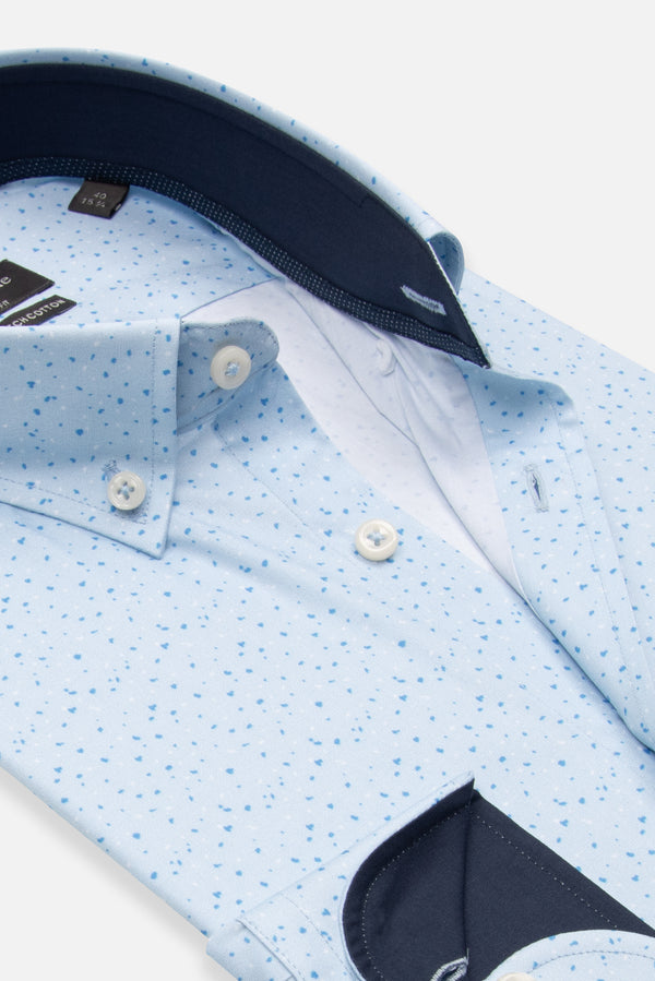 Leonardo Sport Poplin Stretch Man Shirt Light Blue White