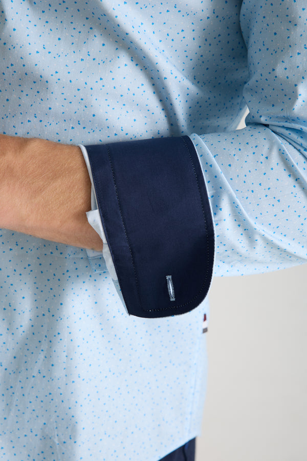 Leonardo Sport Poplin Stretch Man Shirt Light Blue White