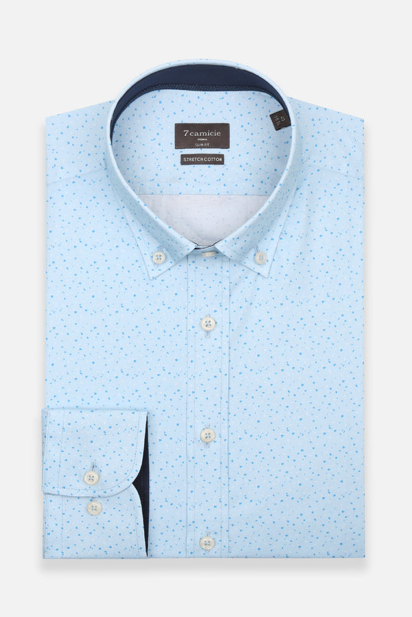 Leonardo Sport Poplin Stretch Man Shirt Light Blue White