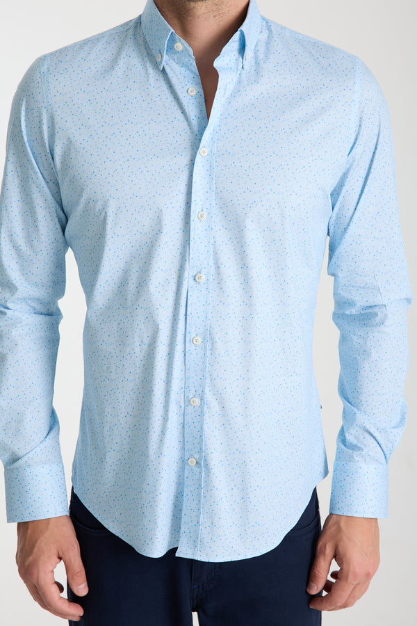 Leonardo Sport Poplin Stretch Man Shirt Light Blue White