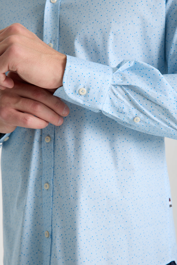 Leonardo Sport Poplin Stretch Man Shirt Light Blue White