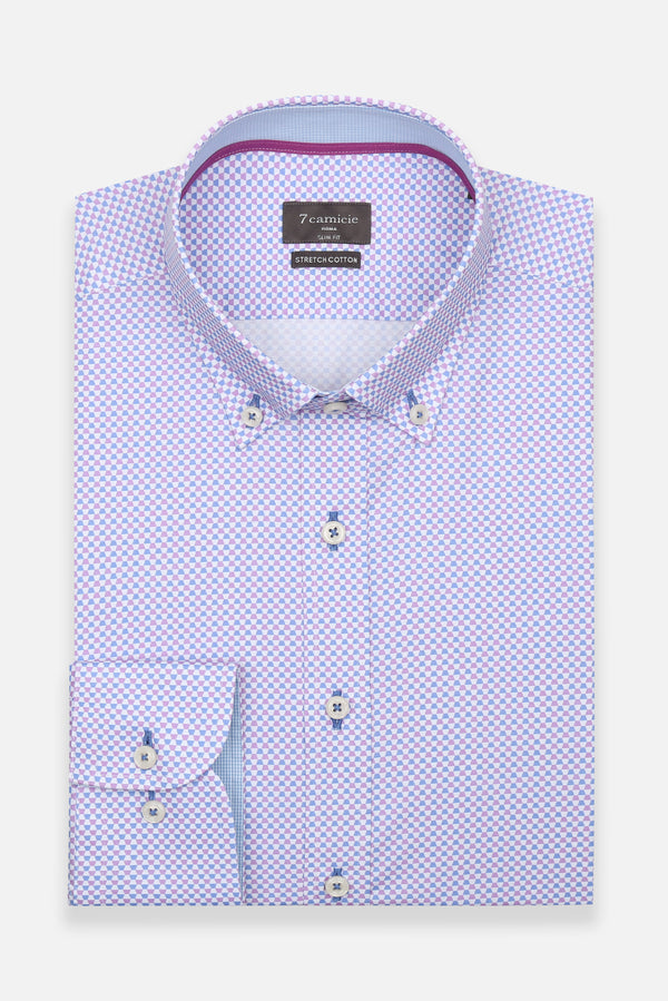 Chemise Homme Leonardo Sport Popelin Stretch Bleu clair Violet