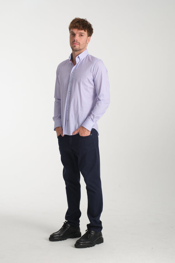 Chemise Homme Leonardo Sport Popelin Stretch Bleu clair Violet