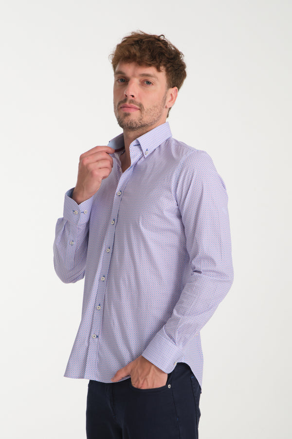 Chemise Homme Leonardo Sport Popelin Stretch Bleu clair Violet