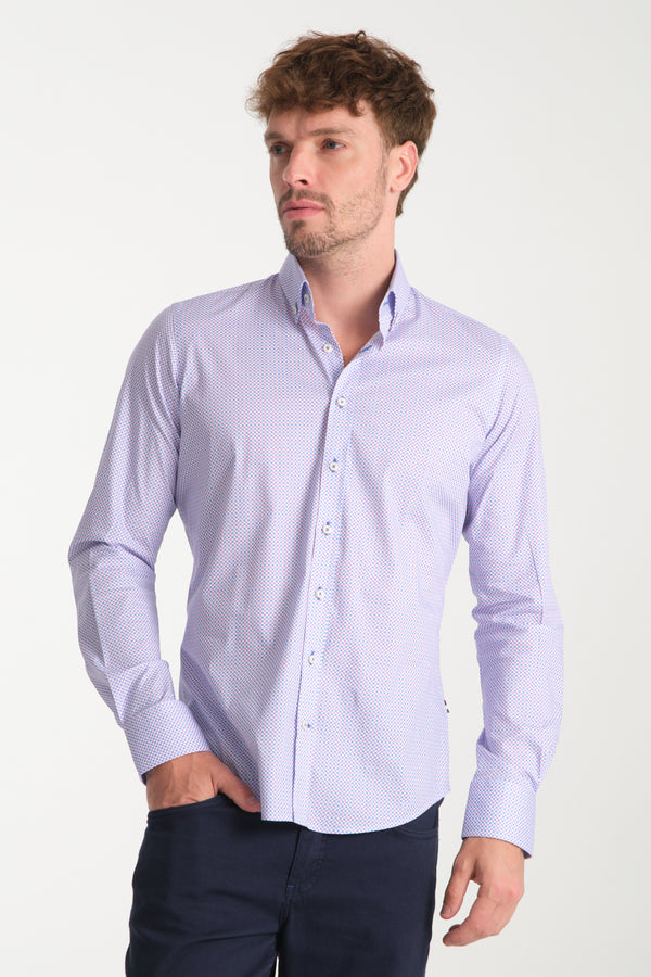 Chemise Homme Leonardo Sport Popelin Stretch Bleu clair Violet