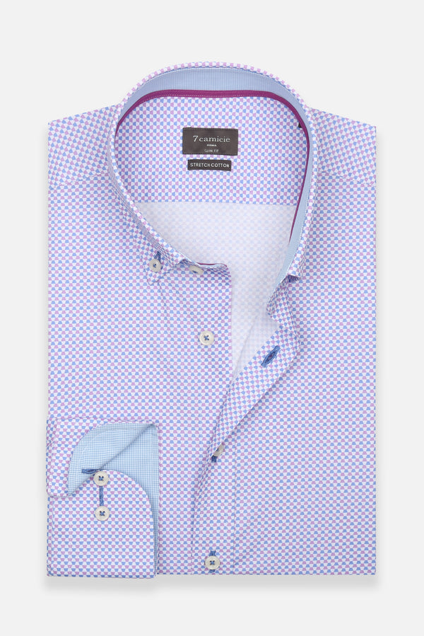 Chemise Homme Leonardo Sport Popelin Stretch Bleu clair Violet