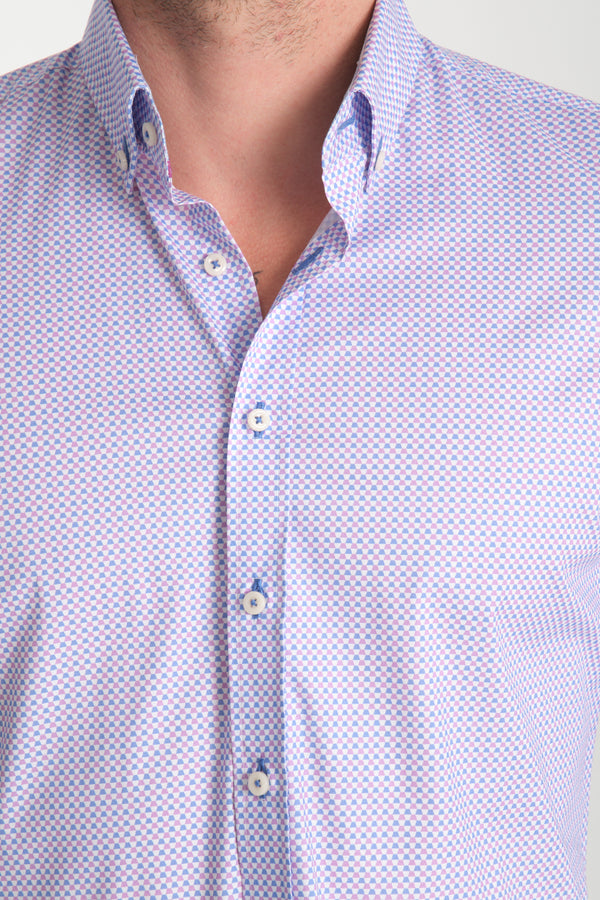 Chemise Homme Leonardo Sport Popelin Stretch Bleu clair Violet