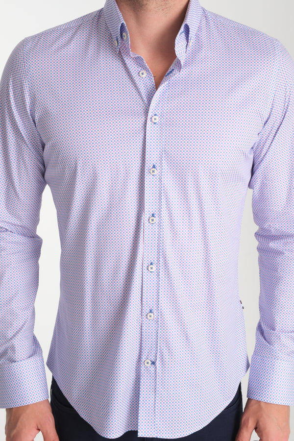 Chemise Homme Leonardo Sport Popelin Stretch Bleu clair Violet