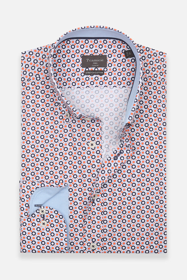 Chemise Homme Leonardo Sport Popelin Stretch Blanc Orange