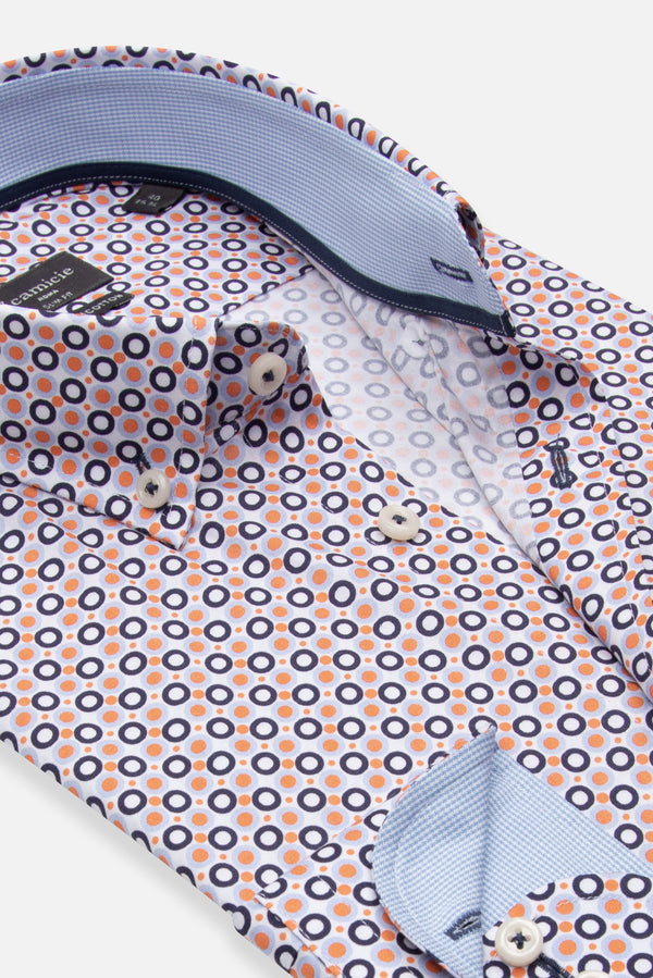 Chemise Homme Leonardo Sport Popelin Stretch Blanc Orange