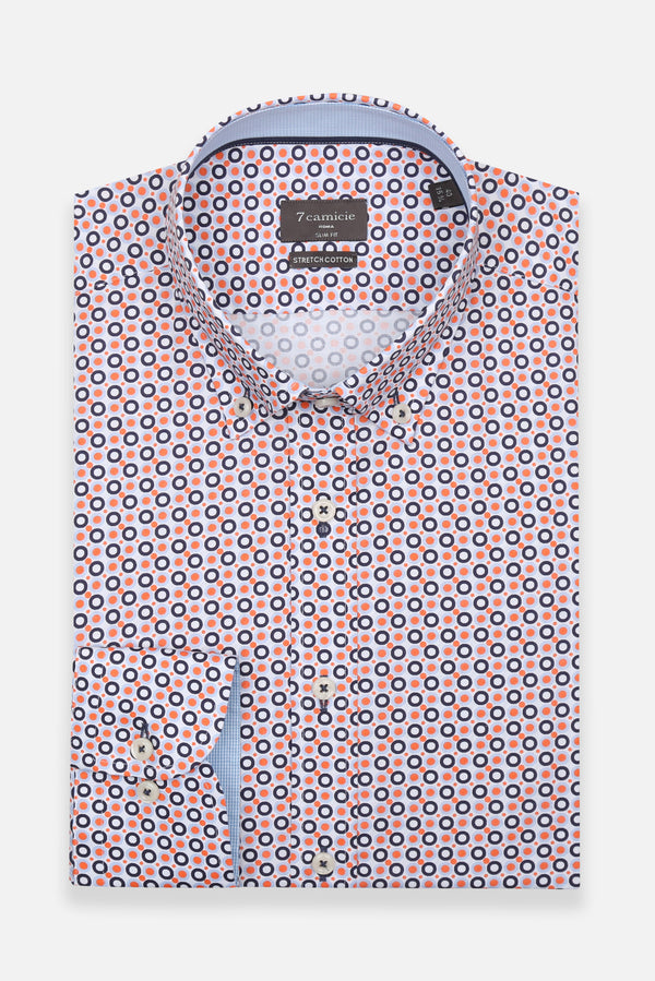 Chemise Homme Leonardo Sport Popelin Stretch Blanc Orange