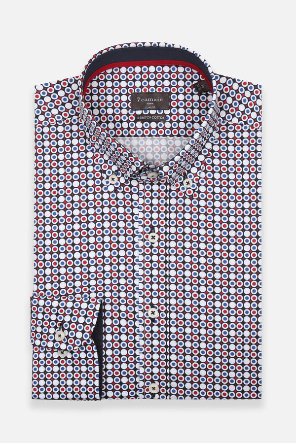 Chemise Homme Leonardo Sport Popelin Stretch Bleu Rouge