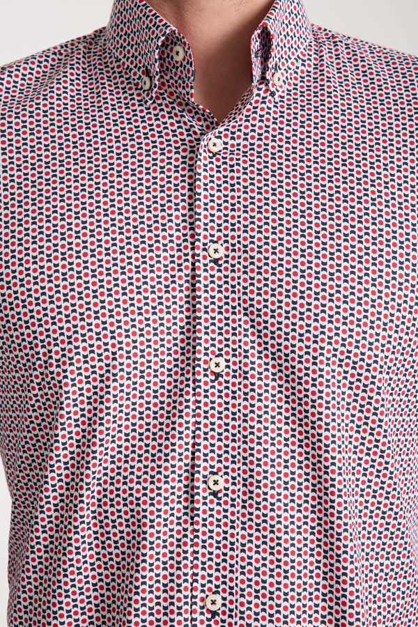 Leonardo Sport Herren Hemd Poplin Stretch Weiss Blau