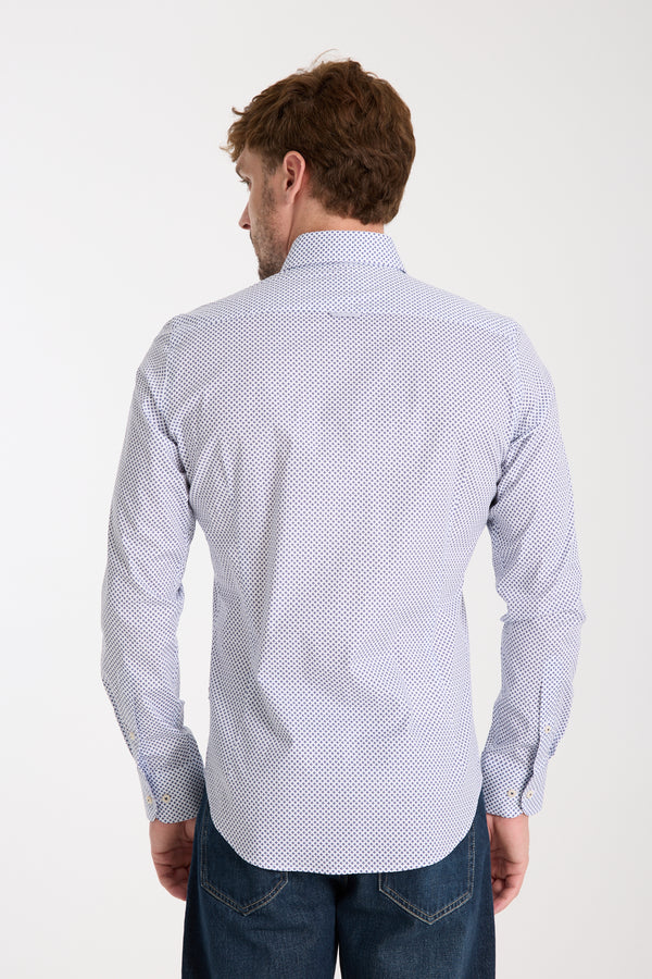 Chemise Homme Leonardo Sport Popelin Stretch Blanc Bleu