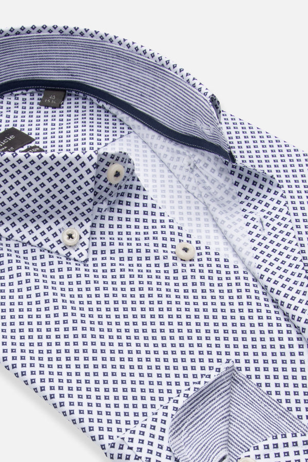 Chemise Homme Leonardo Sport Popelin Stretch Blanc Bleu