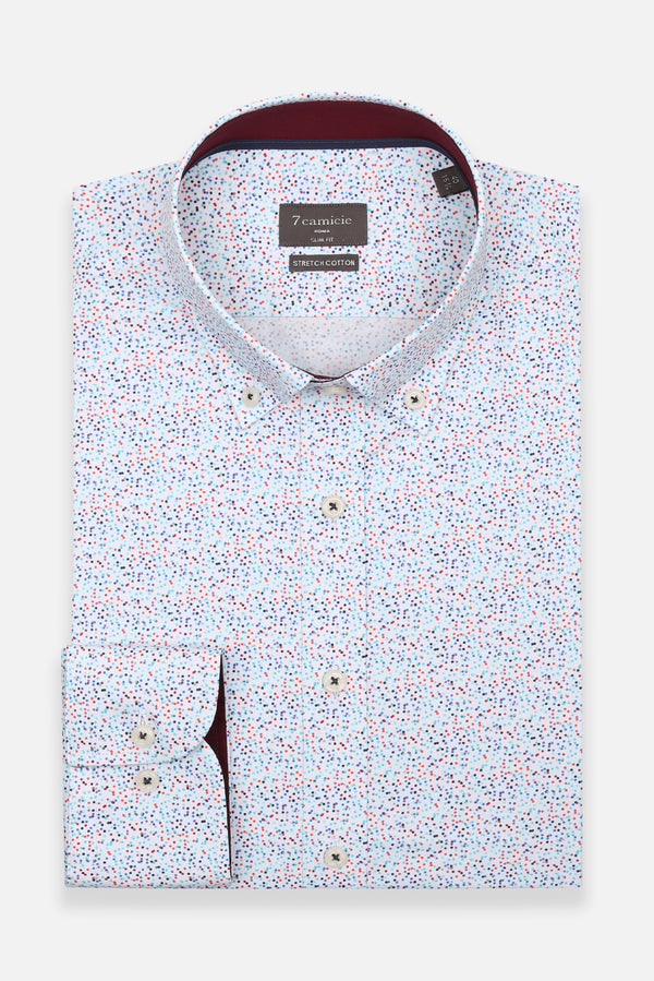 Leonardo Sport Herren Hemd Poplin Stretch Weiss Blau
