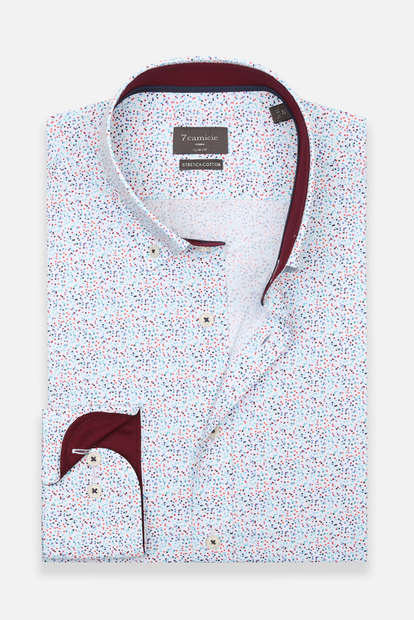 Leonardo Sport Herren Hemd Poplin Stretch Weiss Blau