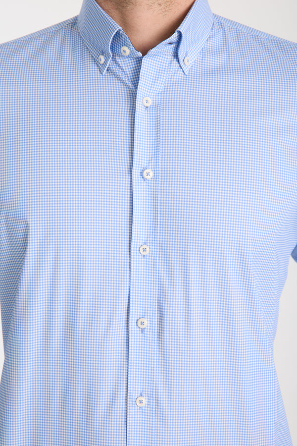Leonardo Sport Herren Hemd Poplin Stretch Blau Weiss