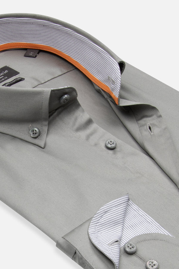 Leonardo Sport Herren Hemd Satin Hellgrau