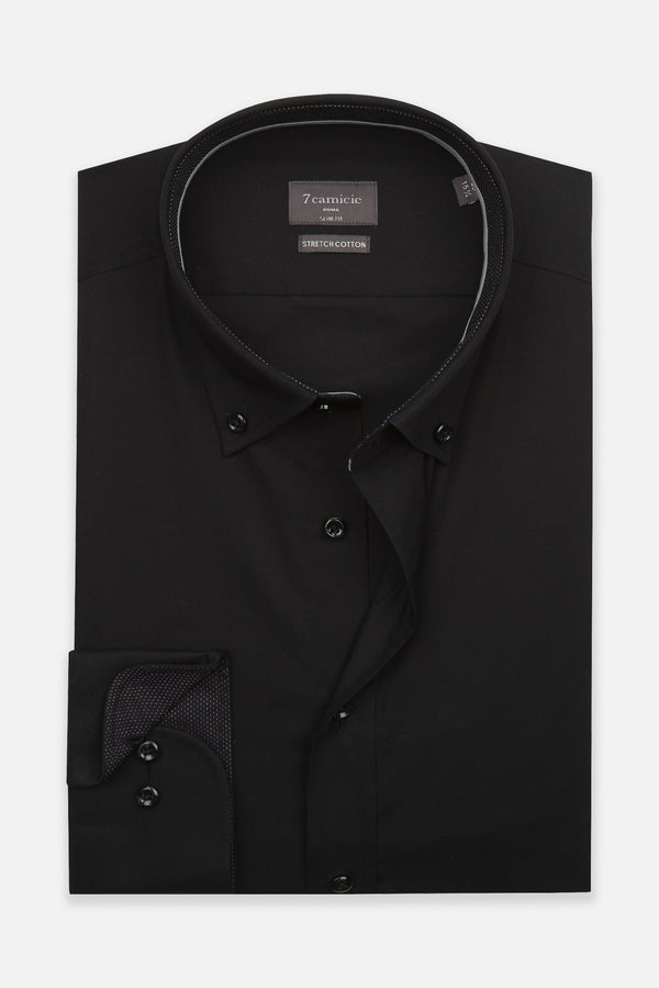 Camicia Uomo Leonardo Sport Popelin Stretch Nero