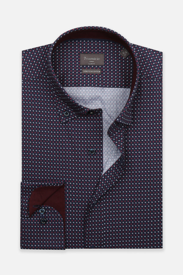 Camisa Hombre Leonardo Sport Popelin Stretch Azul Blanco
