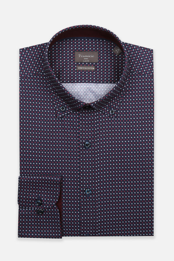 Camisa Hombre Leonardo Sport Popelin Stretch Azul Blanco