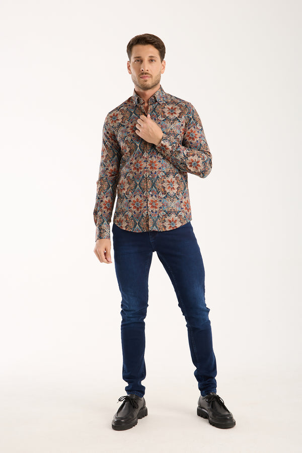 Camisa Hombre Leonardo Sport Popelin Stretch Azul Azul