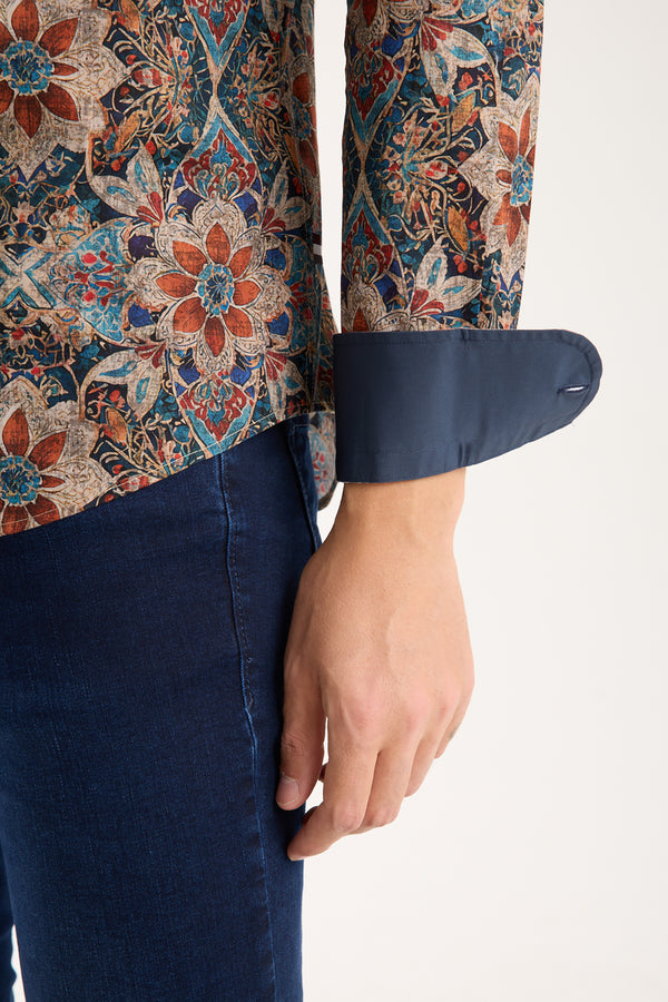Camisa Hombre Leonardo Sport Popelin Stretch Azul Azul
