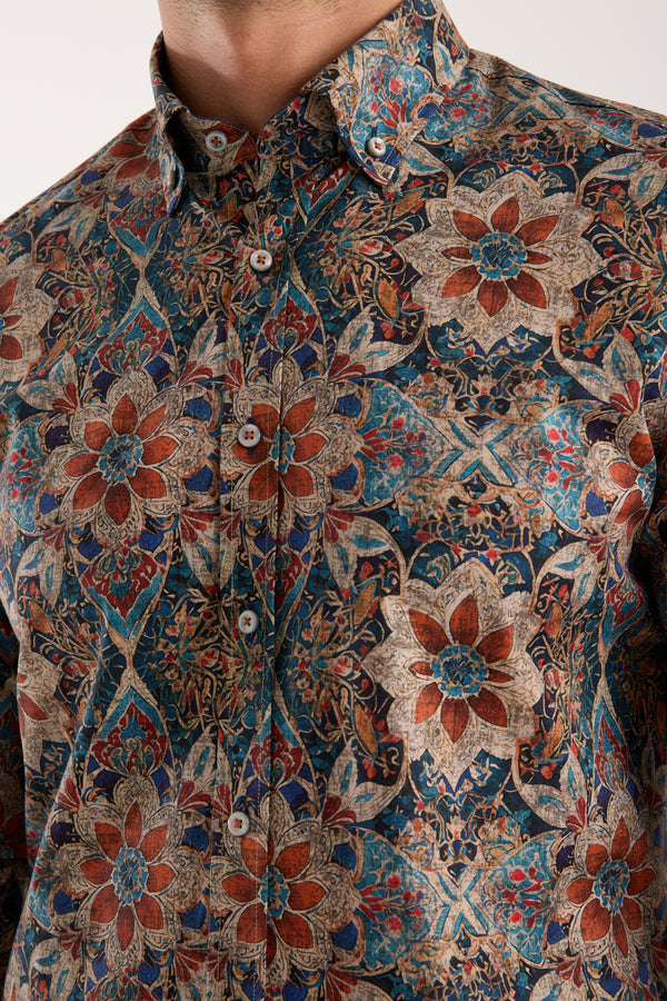 Camisa Hombre Leonardo Sport Popelin Stretch Azul Azul